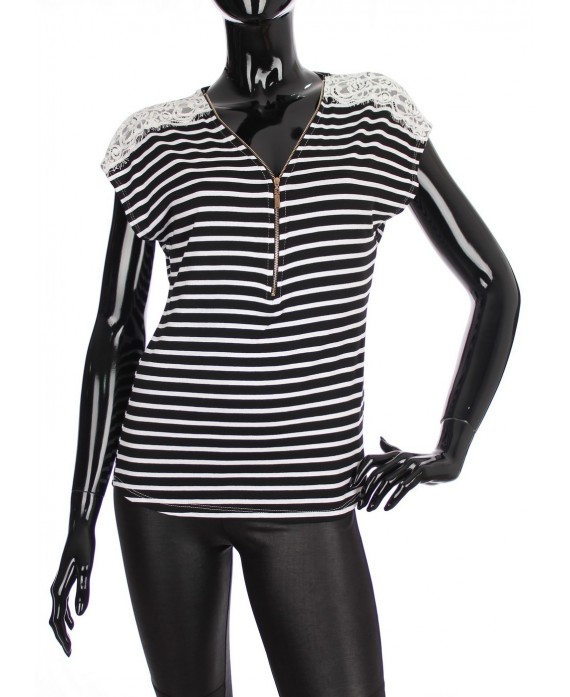 T-SHIRT MARINIERE DENTELLE 1875