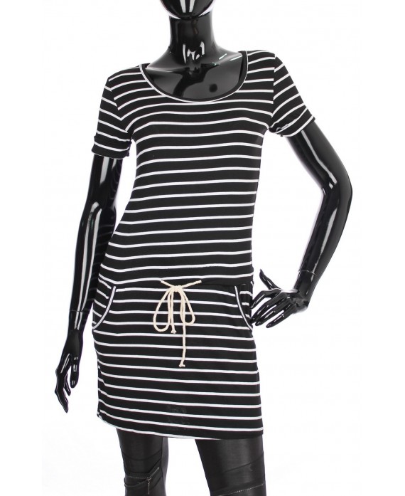 ROBE TUNIQUE MARINIERE 2 POCHES 1968