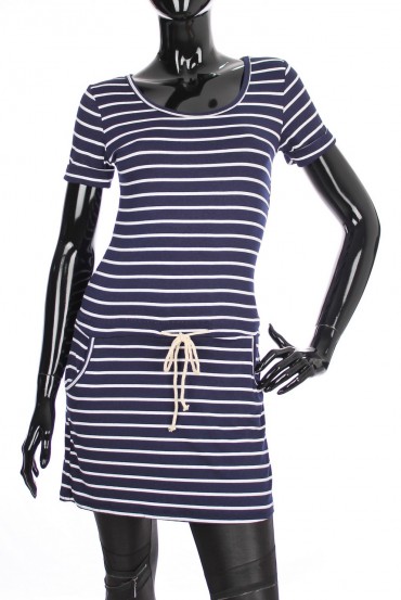 ROBE TUNIQUE MARINIERE 2 POCHES 1968