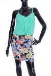 ROBE BI-MATIERE FLORAL 2046
