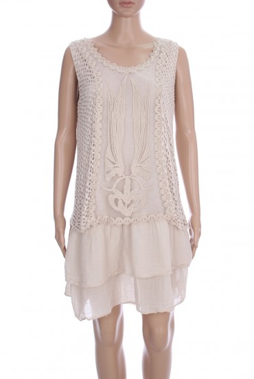 ROBE TUNIQUE MIX DE MATIERES 3079