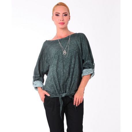 T-SHIRT EFFFET DELAVE A NOUER 5098