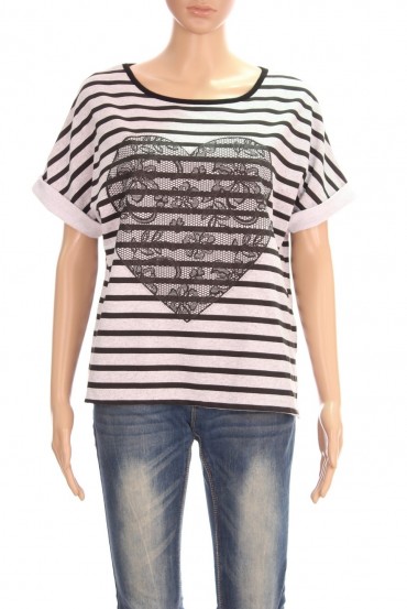 2 X T-SHIRT COEUR 8112