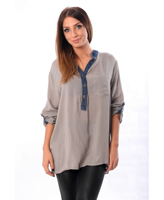 CHEMISE ENCOLURE EFFET JEANS 8141