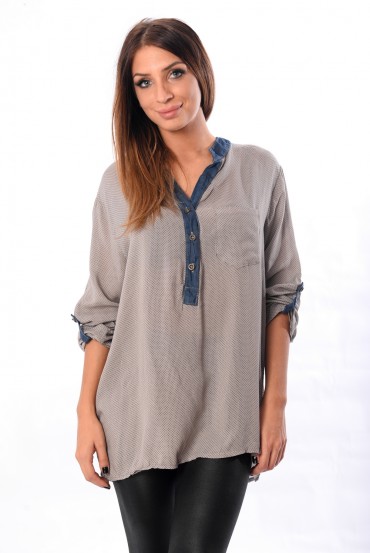 CHEMISE ENCOLURE EFFET JEANS 8141