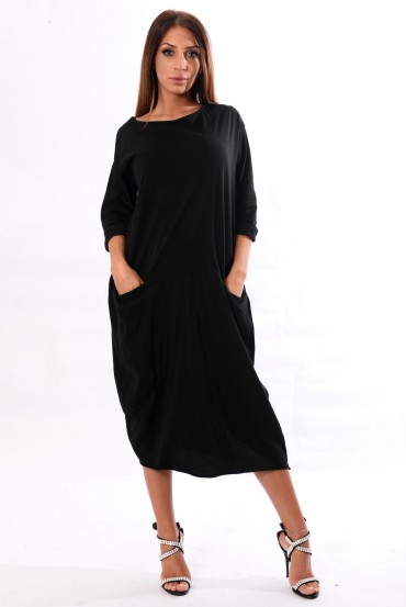 ROBE MI-LONGUE NOIR 8127