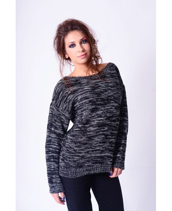 PULL MAILLE CHINE ZIPPE NOIR P3004