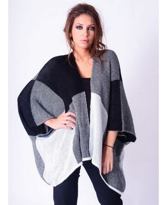 GILET PONCHO NOIR P3005