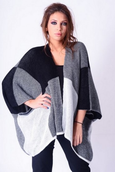 GILET PONCHO NOIR P3005