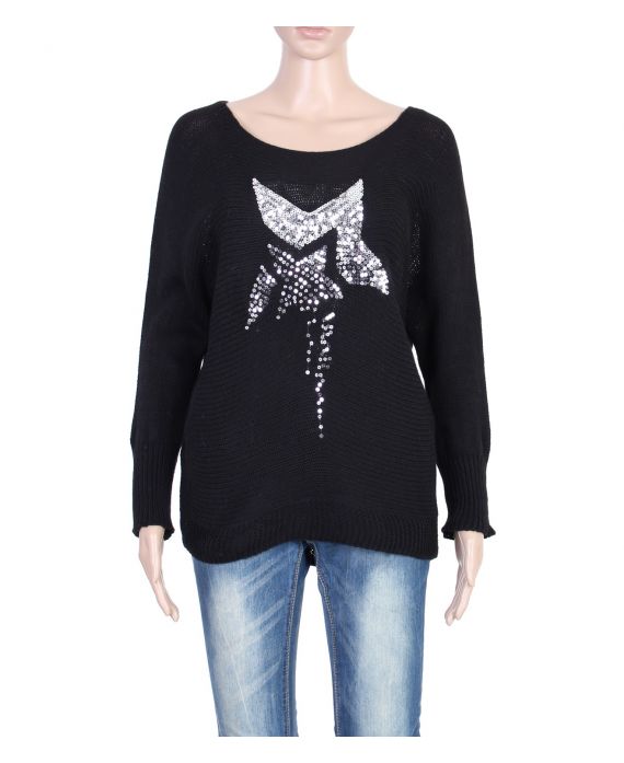 PULL PAILLETE NOIR P3007