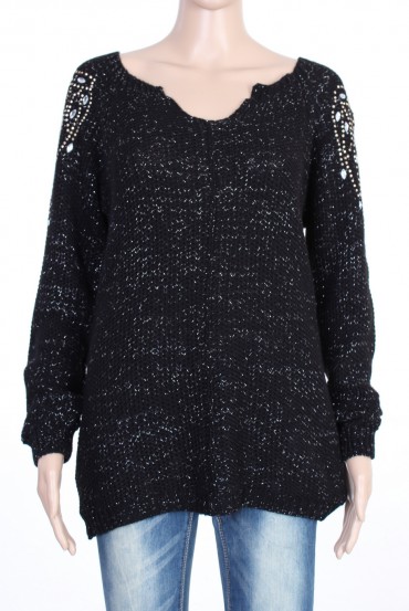 PULLOVER LUREX BLACK P3014