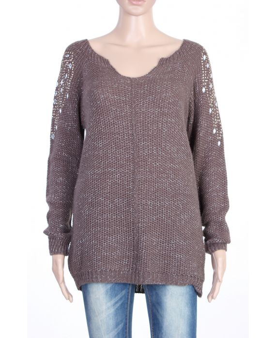 PULLOVER LUREX PERLES TAUPE P3014