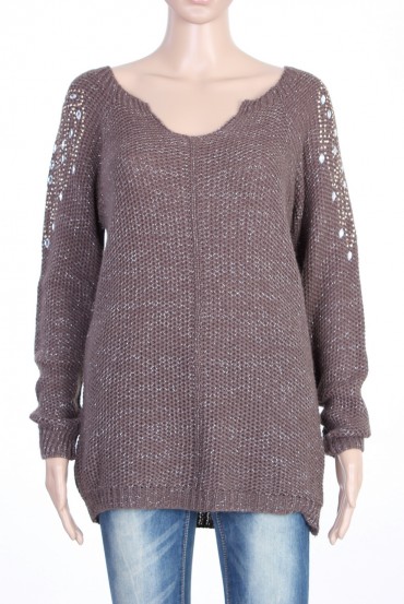 PULLOVER LUREX PERLES TAUPE P3014