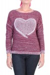 PULLOVER MAILLE CHINEE COEUR BORDEAUX P3009