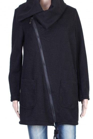 MANTEAU ZIPPE 2 POCHES NOIR P3018