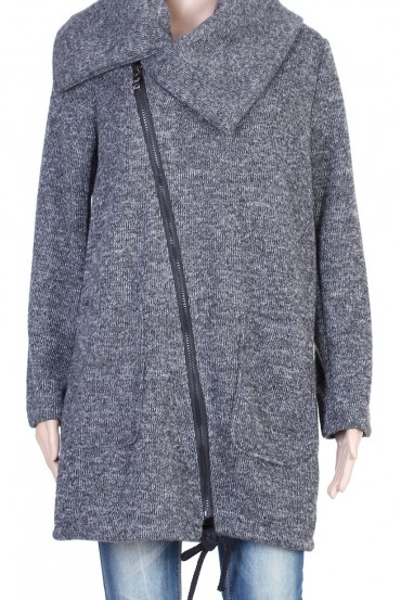 MANTEAU ZIPPE 2 POCHES GRIS P3018