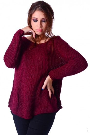 PULL MAILLE TORSADE BORDEAUX P3024