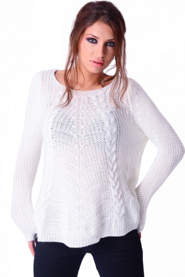 PULL MAILLE TORSADE ECRU P3024