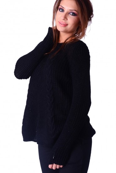 PULL MAILLE TORSADE NOIR P3024