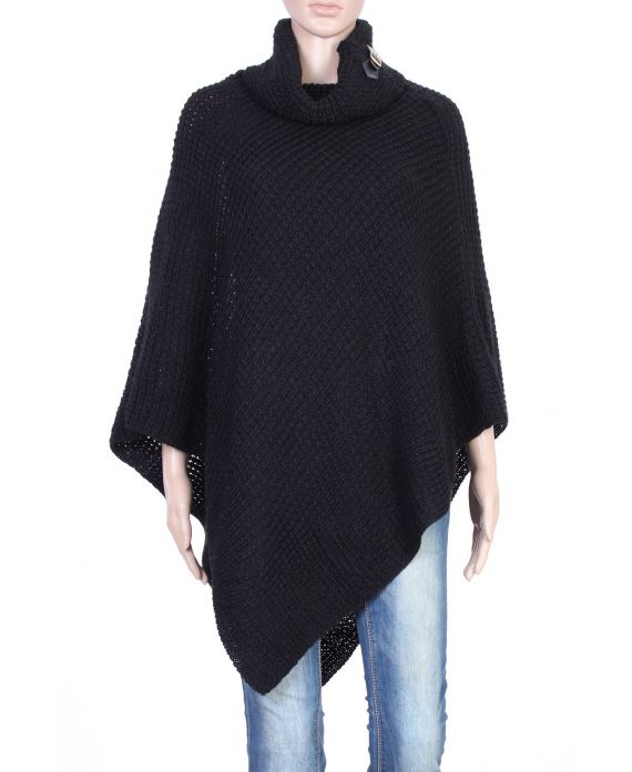 CAPE PONCHO MAILLE NOIR P3026