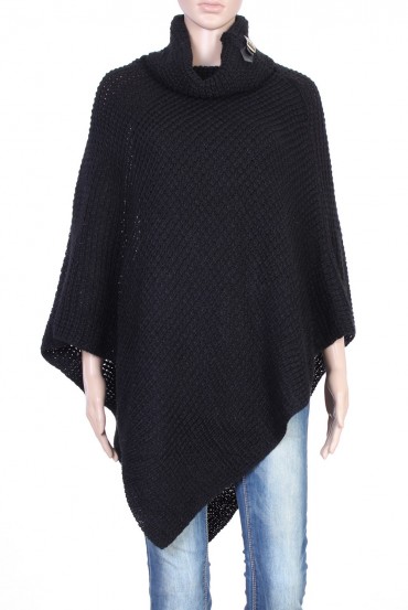 CAPE PONCHO MAILLE NOIR P3026