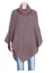 CAPE PONCHO MAILLE TAUPE P3026