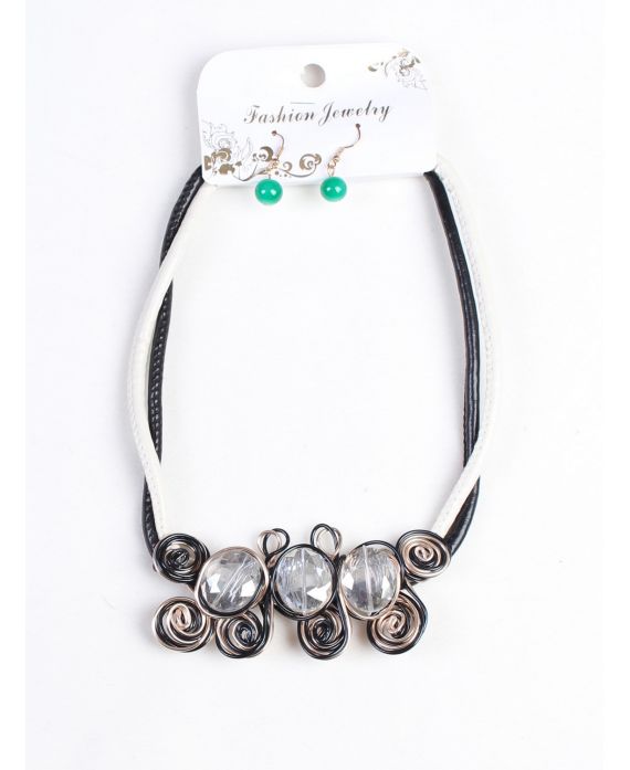 COLLAR + aretes 160033 BLANCO