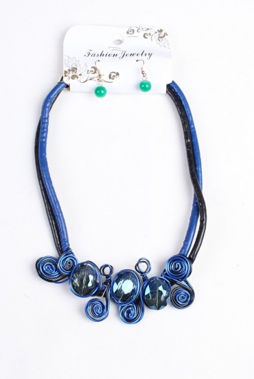 COLLAR + aretes 160033 AZUL