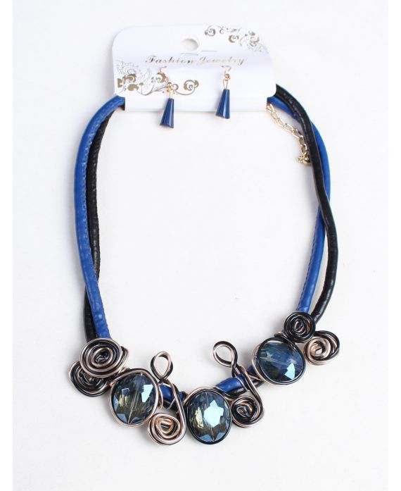 COLLAR + aretes 160034 AZUL