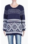 PULLOVER MAILLE COLOREE MARINE P3015