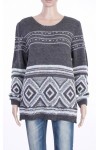 PULLOVER MAILLE COLOREE GRIS P3015