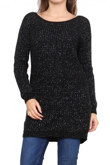 PULL LONG LUREX NOIR P3011