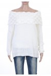 PULL MOHAIR COL TOMBANT BLANC P3036