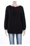 PULL ALPAGA ENCOLURE A LACET NOIR P3033