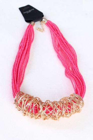 NECKLACE FUSHIA 160088