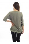 T-SHIRT POCHES CLOUTEES VERT MILITAIRE S7032