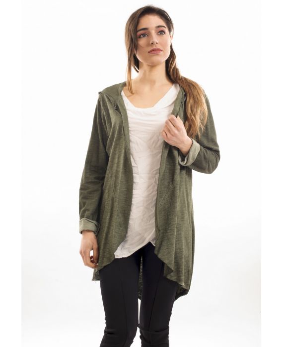 JACKET WASHED EFFECT GREEN MILITARY S7033
