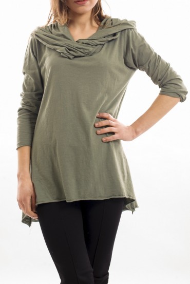 T-SHIRT CAPUCHE VERT MILITAIRE S7029