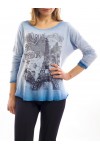 T-SHIRT DELAVE PARIJS STRASS BLAUW S7030