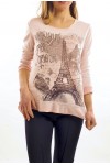 T-SHIRT DELAVE PARIJS STRASS ROZE S7030