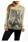 T-SHIRT DELAVE PARIS STRASS VERT S7030