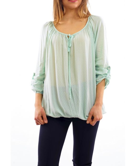 TUNIQUE ENCOLURE A NOUER VERT S7002