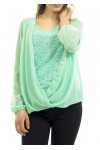CAMICETTA DRAPEE LACE VERDE PASTELLO S9003