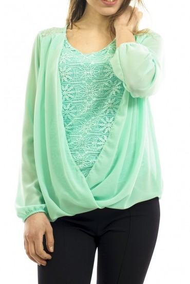 CAMICETTA DRAPEE LACE VERDE PASTELLO S9003