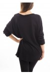 T-SHIRT MIX MATERIAL BLACK S7042