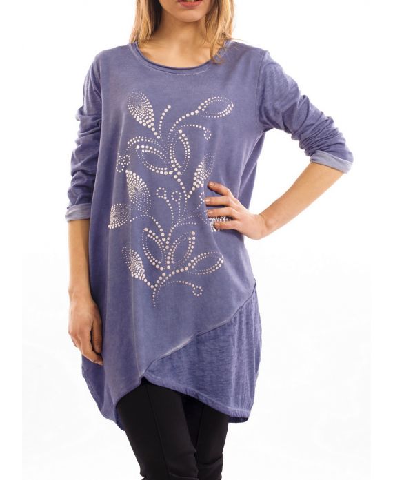 TUNIKA BLAU BEFLOCKUNG S7038