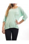 T-SHIRT STUDDED POCKETS GREEN S7032