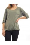 T-SHIRT TASCHE CLOUTEES VERDE MILITARE S7032