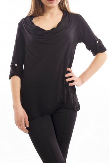 T-SHIRT DRAPE NOIR S7034