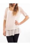 TUNIC MIX MATERIAL WHITE S7017